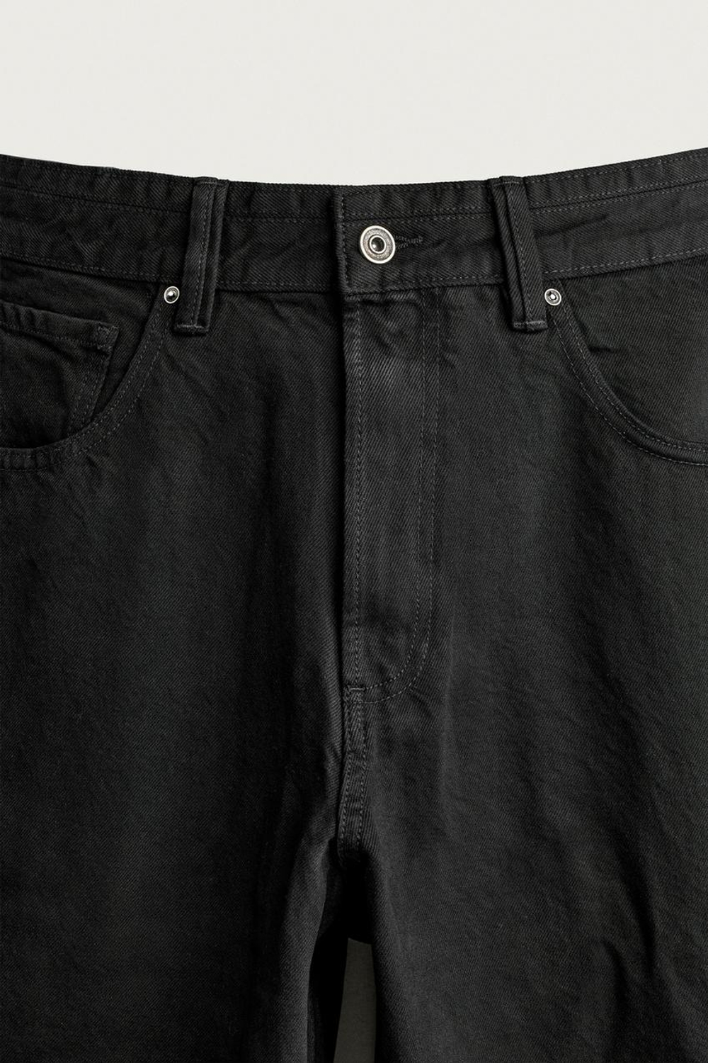ZARA БРЮКИ BALLOON FIT СО ШВАМИ, ЧЕРНЫЙ