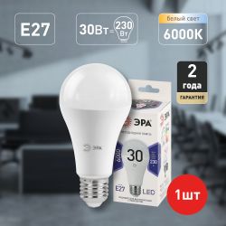 Лампа светодиодная ЭРА STD LED A65-30W-860-E27 30Вт груша холодный дневной свет Е27 | Лампы cветодиодные Груша (A)