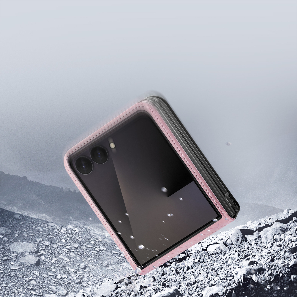 Чехол розового цвета из кожи для Samsung Galaxy Z Flip 8, серия Bril Series Case от Dux Ducis