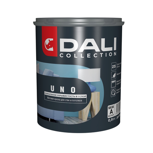 В/д DALI COLLECTION д/стен и потолков UNO укрывистая  База С  белая 0,9л  (Рогнеда)
