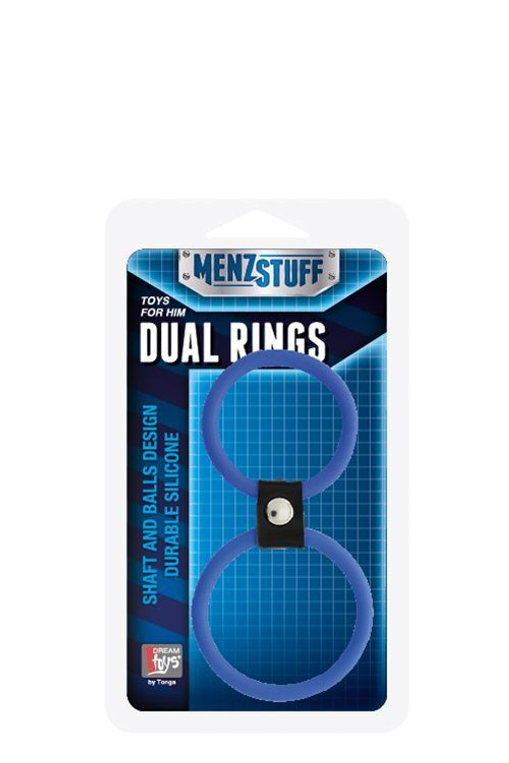 Синее двойное эрекционное кольцо Dual Rings Blue (Цвет: синий)