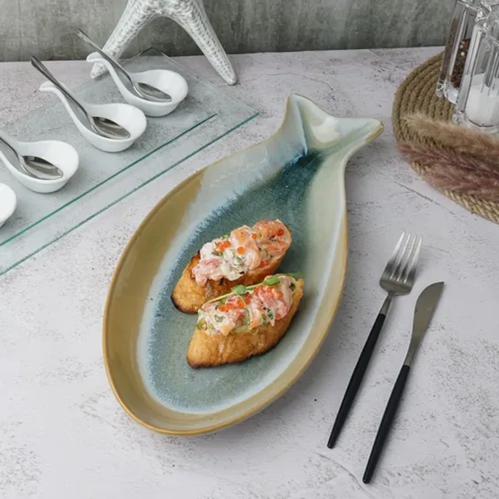 Блюдо овальное 41,5*18 см h3,5 см Fish Pearl Blue Frutti di Mare P.L. [1]