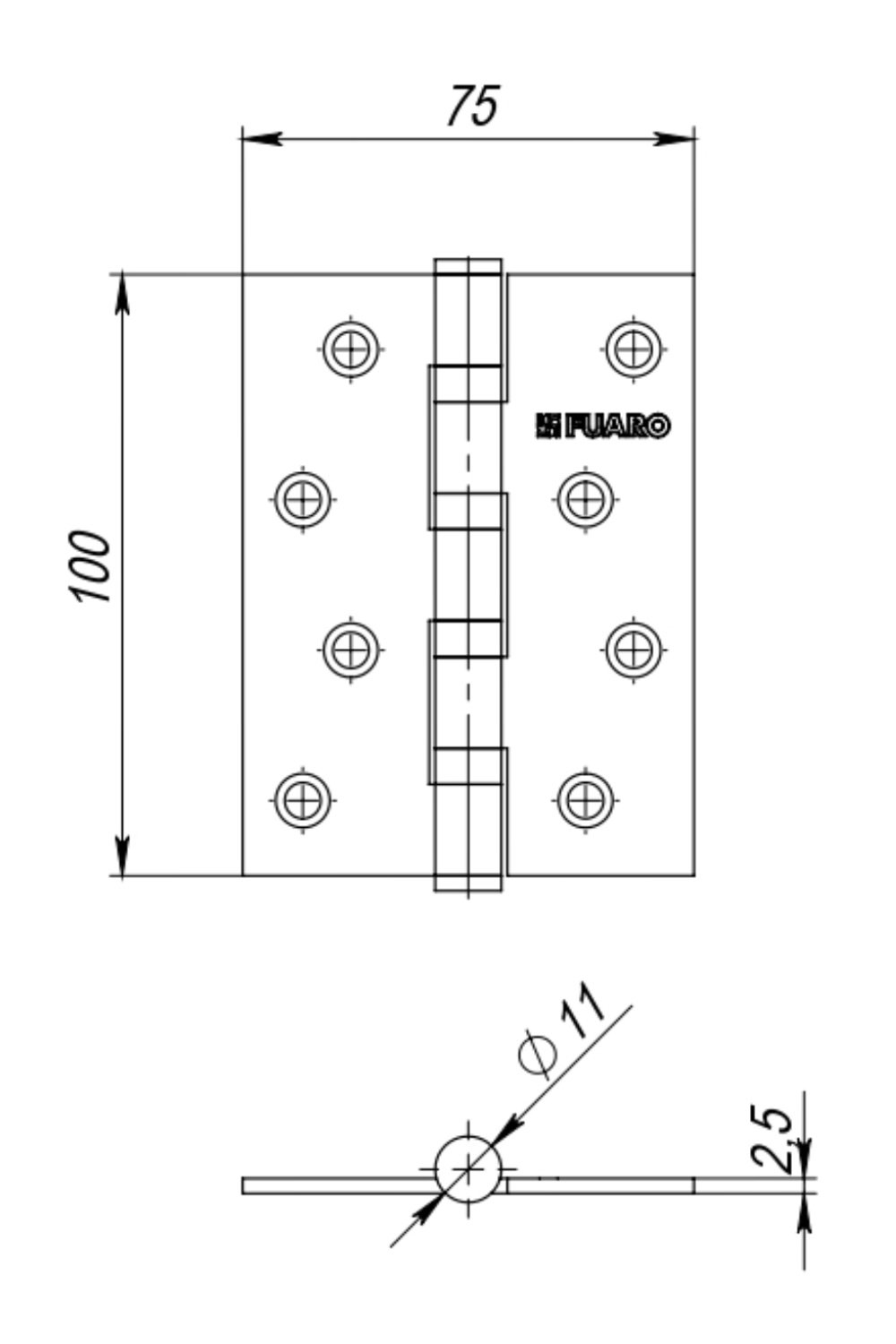 Петли универсальные (2 шт) IN4400U SSG сатин. золото