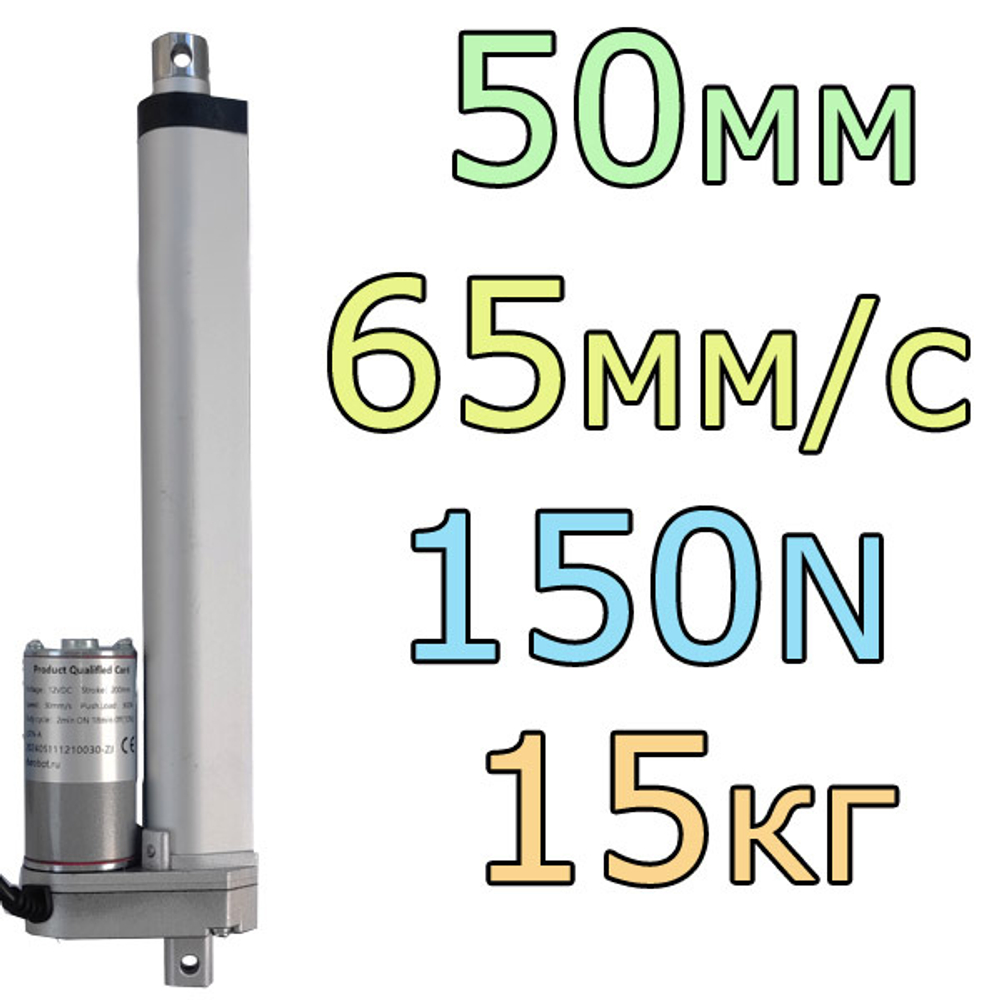 Актуатор линейный 12V-50мм-65мм/с-15кг