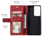 Дизайнерский чехол-книжка из кожи для SAMSUNG GALAXY S21 ULTRA с отделом для наличных, 3 слотами для карт и подставкой