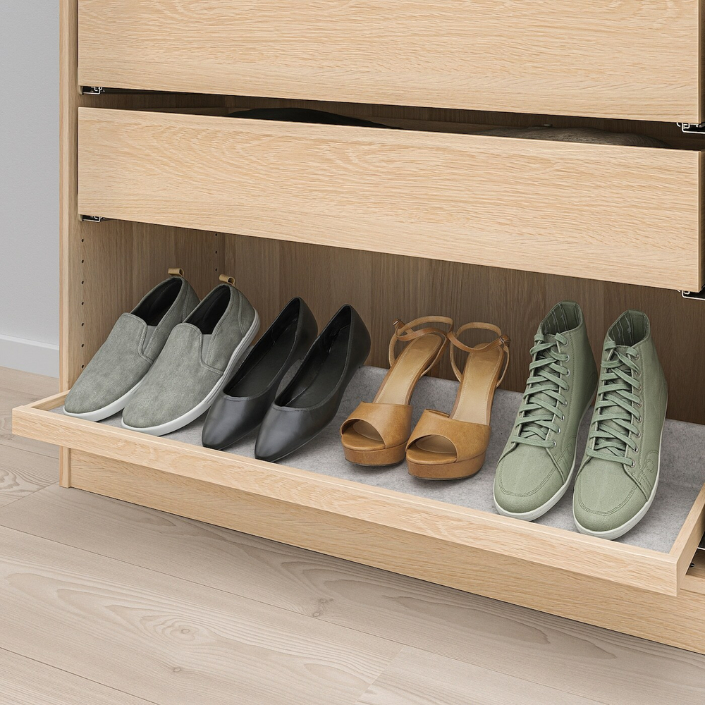 IKEA KOMPLEMENT (ИКЕА КОМПЛИМЕНТ) — Выдвижной поднос, дуб, окрашенный в белый цвет, 100x35 см, фото 3