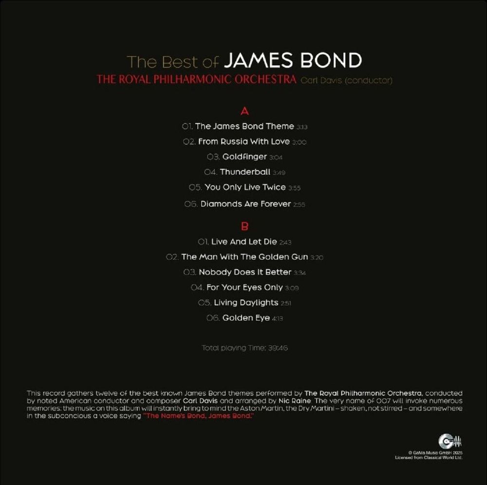 Royal Philharmonic Orchestra. The Best Of James Bond (Red in Cream LP). Новая запечатанная виниловая пластинка + Подарок. Музыка из кинофильмов Джеймс Бонд
