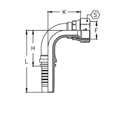 Фитинг DN 25 JIC (Г) 1.5/16 (90)