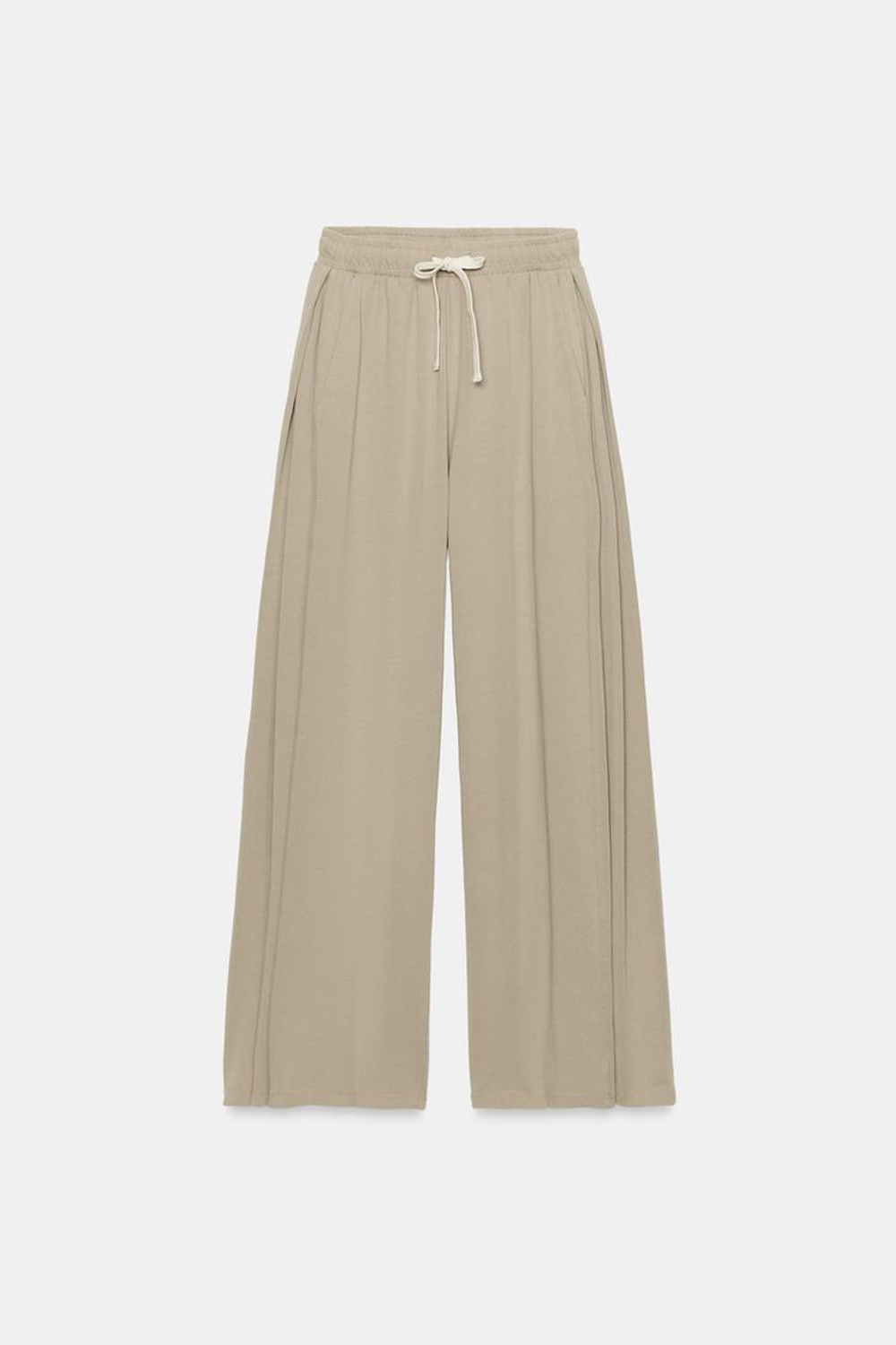 ZARA БРЮКИ ИЗ ХЛОПКА СО СКЛАДКАМИ, ПЕСОЧНЫЙ