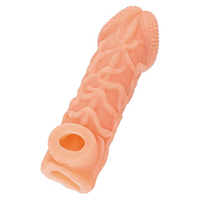 Телесная закрытая насадка 15,6см с венками Kokos Cock Sleeve 006 Size M
