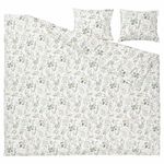Комплект постельного белья IKEA TIMJANSMOTT (ТИМЬЯНСМОТТ), Двуспальный, Белый с рисунком, 240x220, 50x80 см