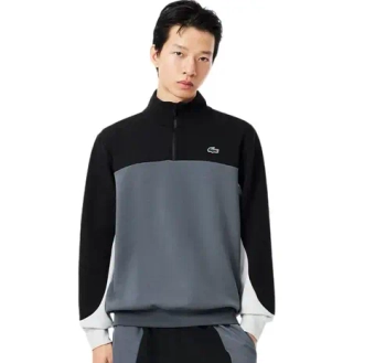 Мужская теннисная кофта Lacoste Sport Quarter Zip Colour Block - grey/black/grey