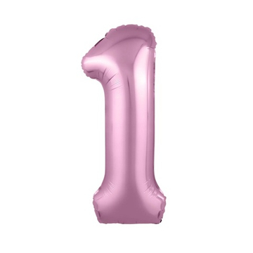 Шар фольга Цифра 1 Slim Pink Розовый Фламинго 40"/102см УЖЕ с гелием