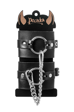 Наручники Pecado BDSM, из толстой кожи с люверсами, натуральная кожа, чёрные