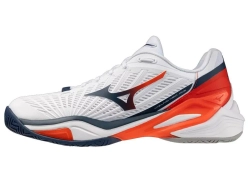 Мужские кроссовки теннисные Mizuno Neo Ace AC - white/insignia blue/orange