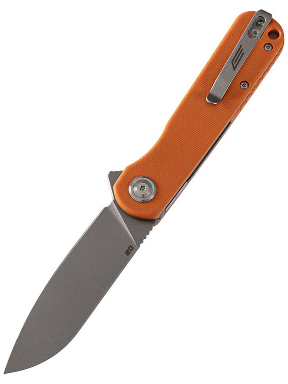 Нож складной GhostBlade Omen, сталь D2, 58-62 HRC, Sheepfoot, рукоять G10  оранжевая, замок Liner lock, флиппер, 110 г