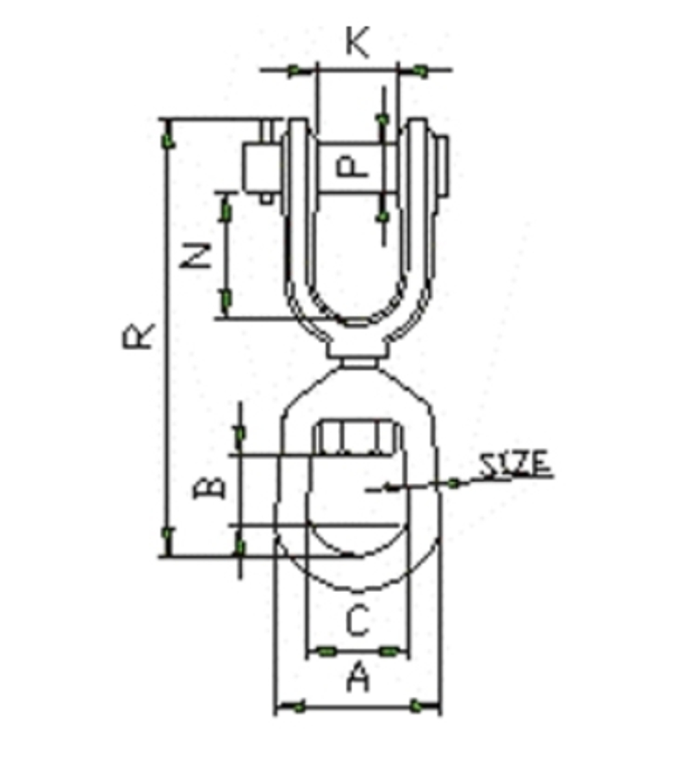 Вертлюг такелажный петля-вилка 3/4" (3265кг)