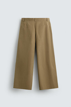 ZARA БРЮКИ BARREL FIT СО СКЛАДКАМИ, БЕЖЕВЫЙ