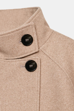 ZARA КОРОТКАЯ КУРТКА С ВОРОТНИКОМ-СТОЙКОЙ, РЫЖЕВАТО-КОРИЧНЕВЫЙ