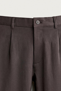ZARA БРЮКИ RELAXED FIT СО СКЛАДКАМИ, КОРИЧНЕВЫЙ