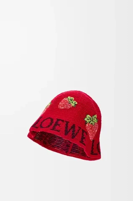 Loewe Панама из хлопка с клубничным принтом, красный