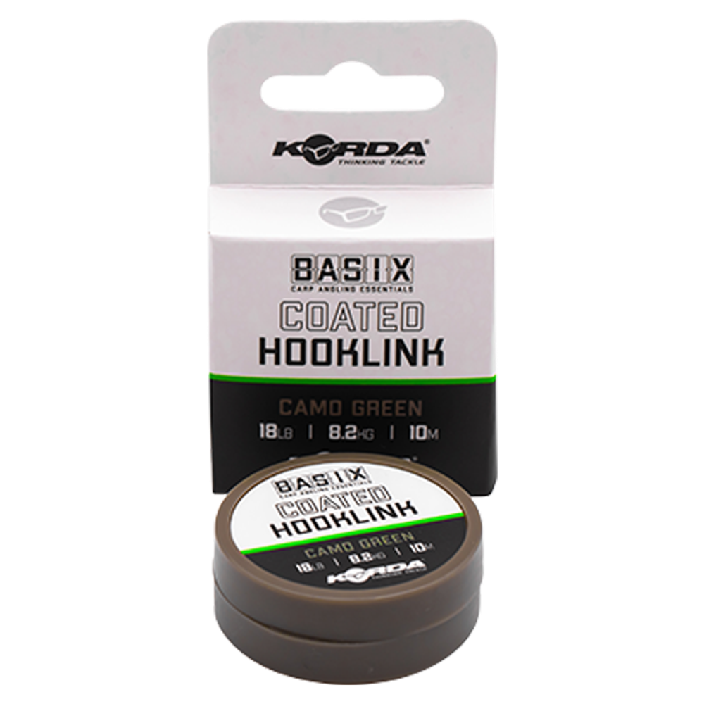 KORDA Поводковый материал Basix Coated Hooklink 18lb 10м Camo green