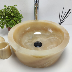 Раковина из оникса Drum Yellow Small DO-60979 40x40x15 из натурального камня