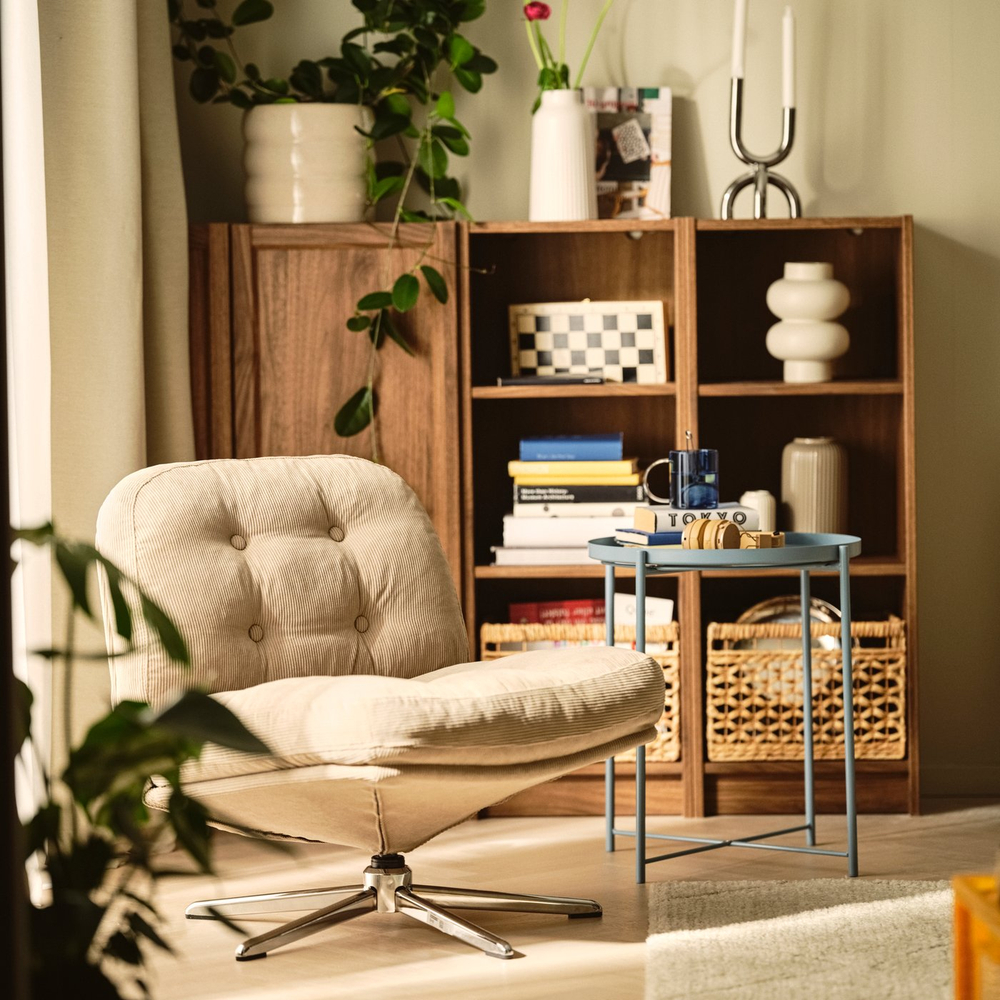 IKEA GLADOM  (ИКЕА ГЛАДОМ)  -  Столик с подносом - светло-синий 45x53 см