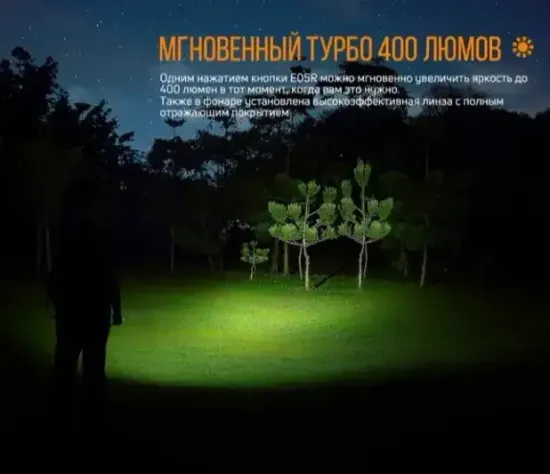Фонарь FENIX Мод. E05R черный (400лм-64м)(светодиод: Cree XP-G2 S3 белый)(24г)(встроенный аккум.320mAh)