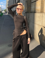 Женский асимметричный лонгслив со сборками - BERSHKA