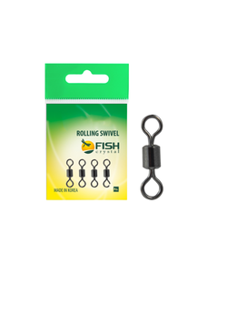 Вертлюжок рыболовный цилиндрический Fish Crystal  ROLLING SWIVEL 1001 №12 (5 упаковок)
