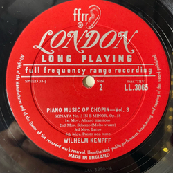 Винтажная виниловая пластинка LP Wilhelm Kempff Chopin Volume 3 (Англия 1963)