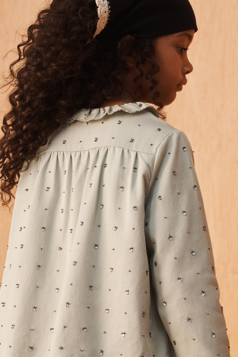 ZARA РУБАШКА С ПАЙЕТКАМИ - LIMITED EDITION, ЦВЕТ МОРСКОЙ ВОЛНЫ