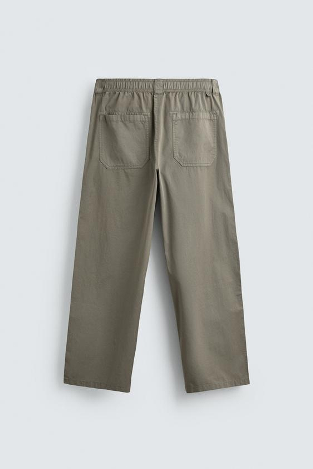 ZARA ХЛОПКОВЫЕ БРЮКИ RELAXED FIT, СВЕТЛЫЙ ХАКИ