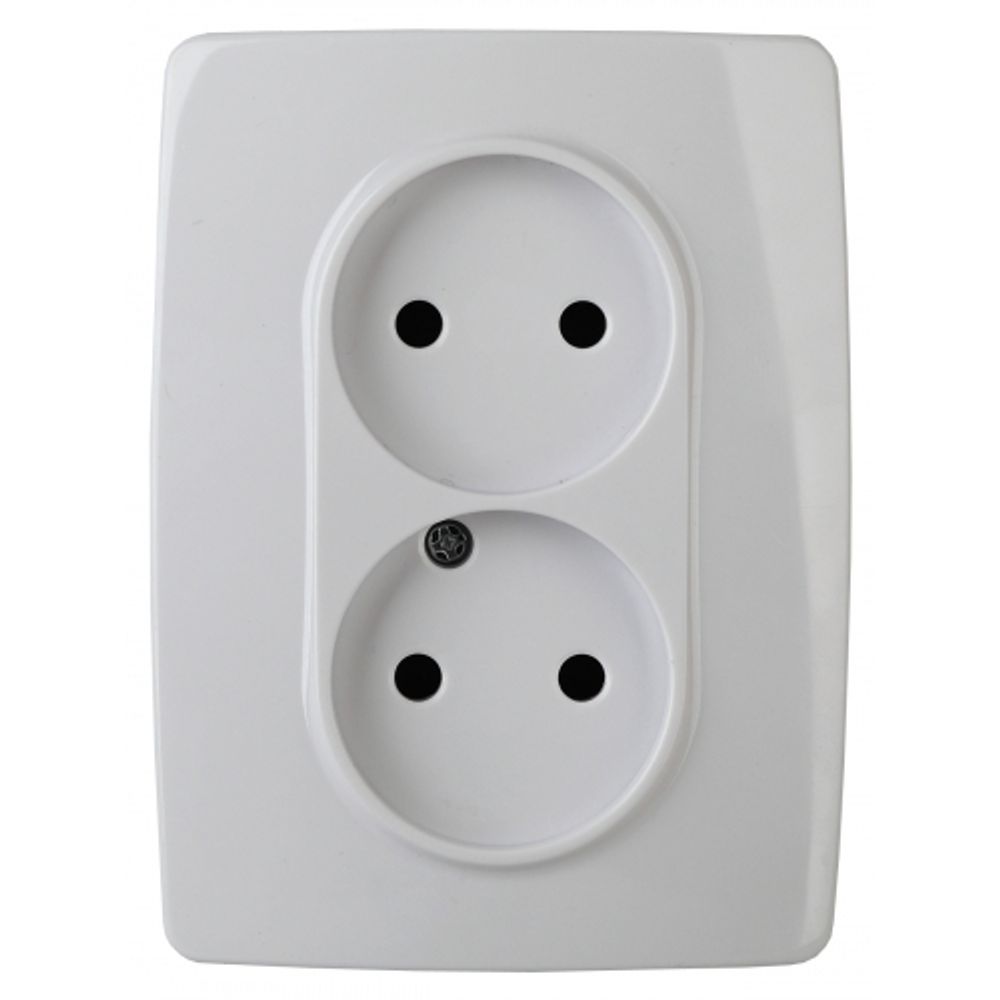 Розетка ЭРА Серия 12 12-2107-01 двойная без заземления 2X2P 16A-250В IP20 белый | Эра 12