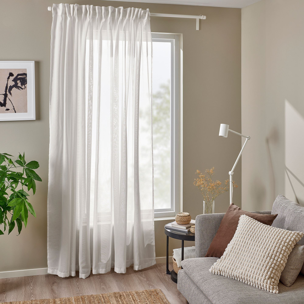 Штора IKEA ANGSFRYLE (АНГСФРАЙЛ), Белый, 300х250 см
