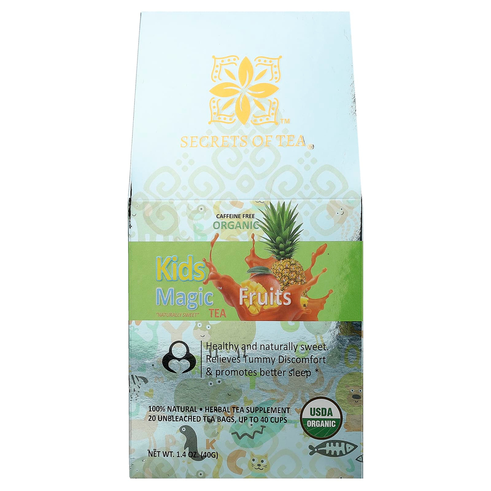 Secrets of Tea, органический чай для детей Magic™, фруктовый вкус, без кофеина, 20 чайных пакетиков, 40 г (1,4 унции)