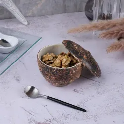 Емкость для подачи 260 мл с крышкой d 9,5/4,5 см h8,5 см Dark Brown Mushroom Frutti di Mare P.L. [1]
