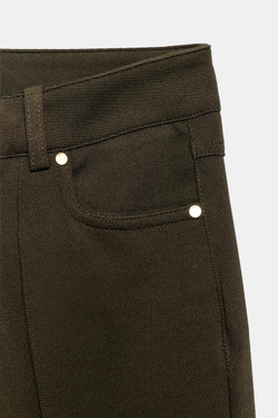 ZARA БРЮКИ FLARED, ТЕМНЫЙ ХАКИ