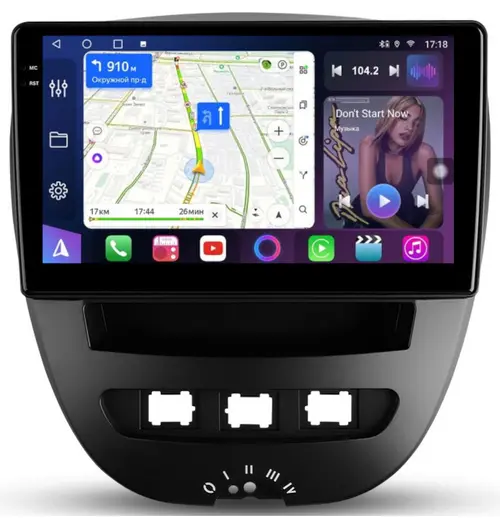 Магнитола для Citroen C1, Peugeot 107, Toyota Aygo - FarCar S500-TS18 монитор 10.36" QLED на Android 14, CarPlay, 4G SIM-слот