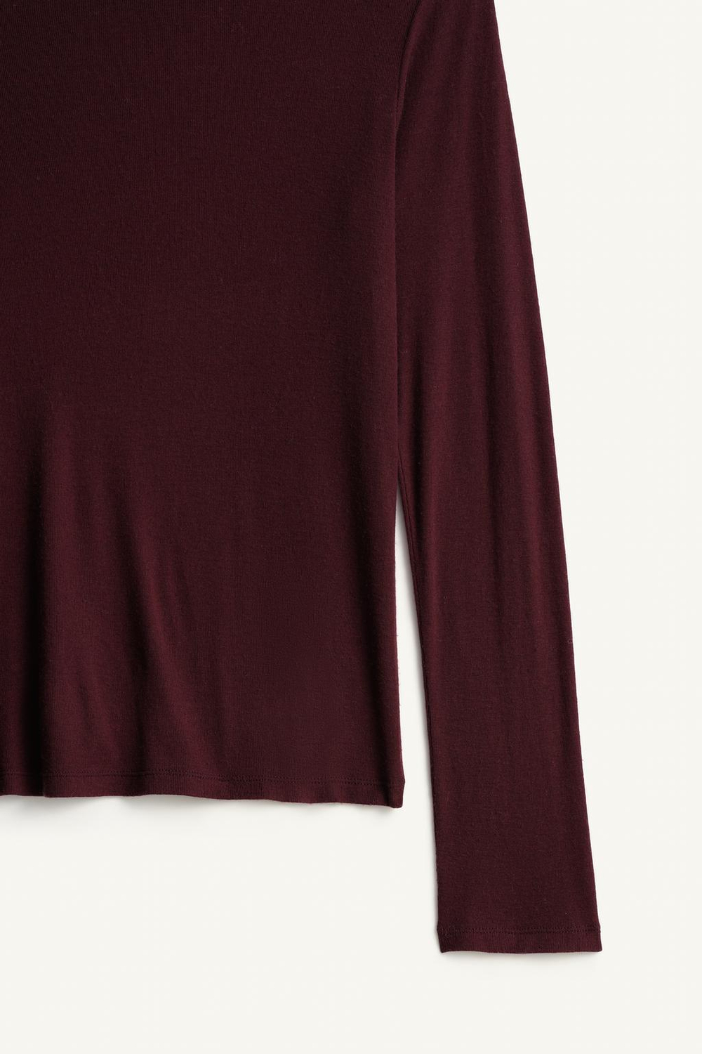 ZARA ФУТБОЛКА СВОБОДНОГО КРОЯ ИЗ ЛИОЦЕЛЛА И ШЕРСТИ, ГРАНАТОВЫЙ