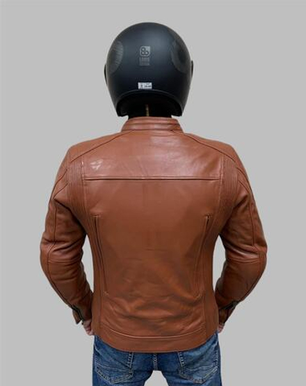Мотокуртка кожаная классическая BERG Classic Biker Jacket BROWN 52