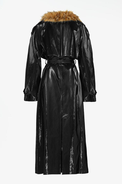 ZARA X JOHN GALLIANO ТРЕНЧ С КОНТРАСТНЫМ ВОРОТНИКОМ, ЧЕРНЫЙ