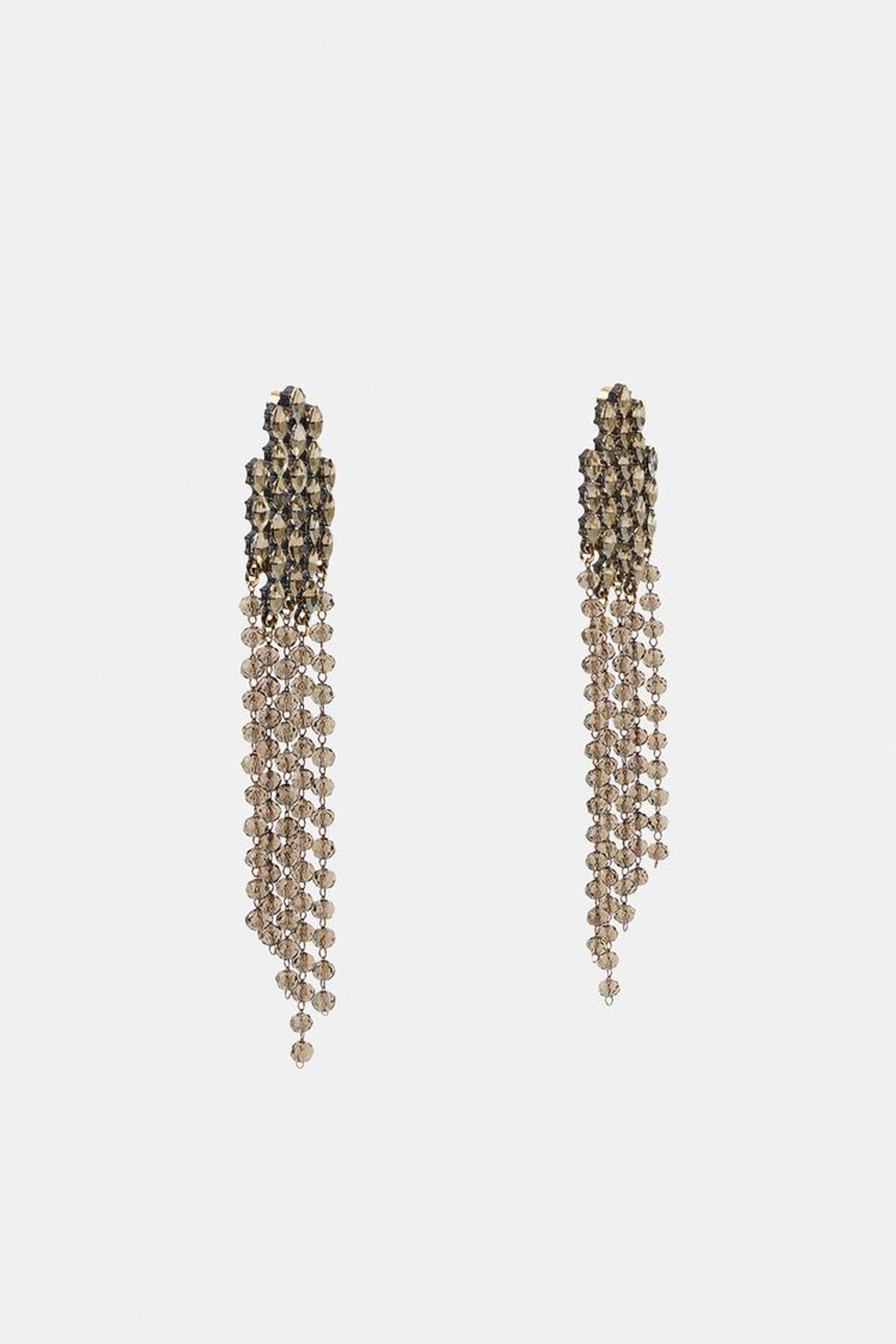 ZARA ДЛИННЫЕ СЕРЬГИ СО СТРАЗАМИ, СЕРЕБРИСТЫЙ