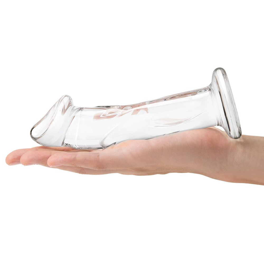 Прозрачный стеклянный фаллоимитатор 6’’ Glass Dildo With Veins & Flat Base - 15,2 см. (Цвет: прозрачный)