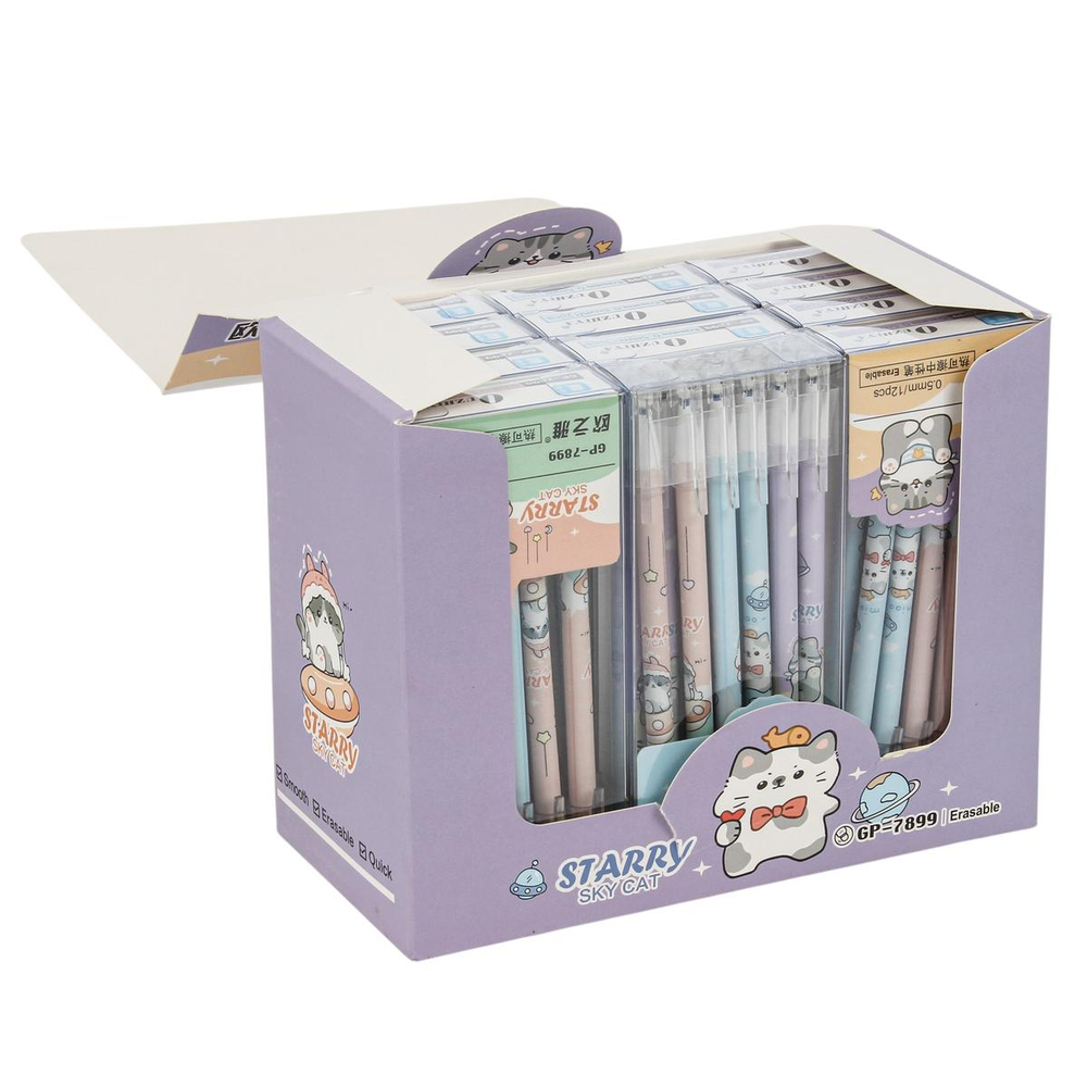 РУЧКА ПИШИ-Стирай кошка 3 вида микс (комплект 12 шт.)