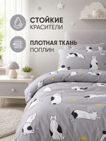 Комплект постельного белья 2-спальный, наволочки 50х70 Поплин Хлопок Котики