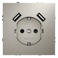 Розетка с USB A+A с заземлением и защитными шторками Voltum S70 Кашемир VLS040403