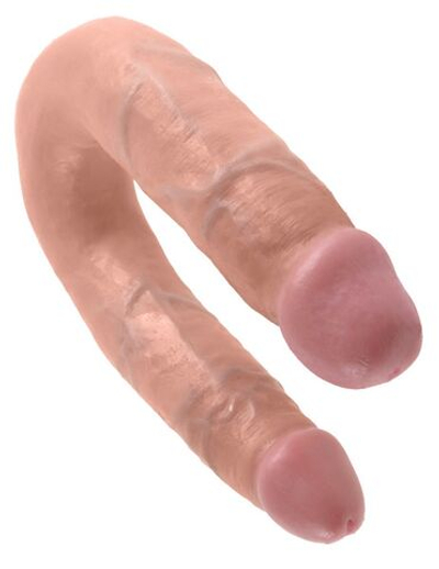 Двусторонний фаллоимитатор U-Shaped Medium Double Trouble - 34,6 см. (Цвет: телесный)