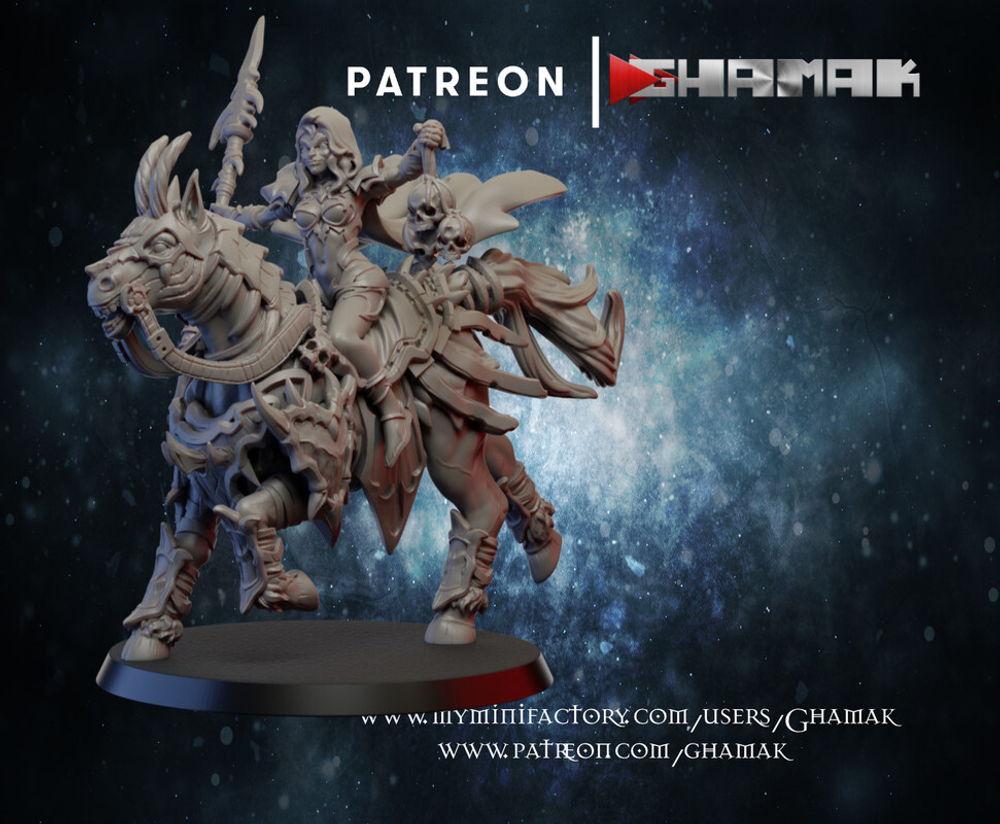 Grand Alliance Chaos Everchosen and Slaves to Darkness Воительница Хаоса на коне №1 миниатюра для dnd, днд, pathfinder, фентези, Настольная игра, НРИ, Варгейм, РПГ